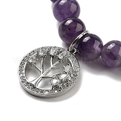 Natural Amethyst Round Beaded Chakra Stretch Bracelets&nbsp;BJEW-K251-01D