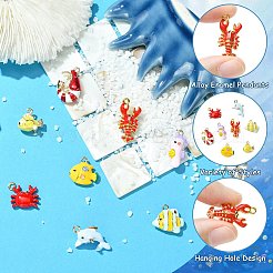 8Pcs 8 Styles Marine Organism Alloy Enamel Pendants&nbsp;ENAM-CJ0007-44