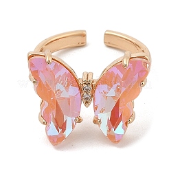 Butterfly Rack Plating Brass Micro Pave Cubic Zirconia Rings&nbsp;RJEW-S243-01KCG