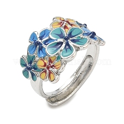 Brass Enamel Cuff Open Rings for Women&nbsp;KK-CBA0672-01P