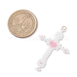 Glass Seed Beaded Cross Pendants&nbsp;PALLOY-MZ00947
