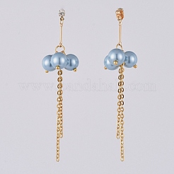Eco-Friendly Glass Pearl Dangle Stud Earrings&nbsp;EJEW-JE03813-04