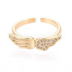 Brass Micro Pave Cubic Zirconia Cuff Rings for Women&nbsp;KK-T071-59G