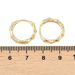 Bamboo Brass Micro Pave Clear Cubic Zirconia Hoop Earrings&nbsp;EJEW-D348-03G