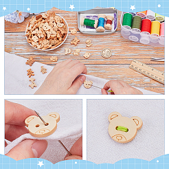 240Pcs 12 Styles 2-Hole Wood Buttons&nbsp;BUTT-AR0001-23