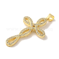 Rack Plating Brass Micro Pave Clear Cubic Zirconia Pendants&nbsp;KK-P267-13G
