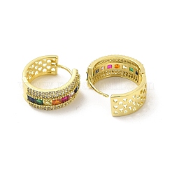 Cubic Zirconia Square Hoop Earrings&nbsp;EJEW-E273-17LG