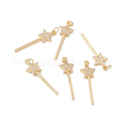 Rack Plating Brass Micro Pave Clear Cubic Zirconia Pendants&nbsp;ZIRC-C040-36G