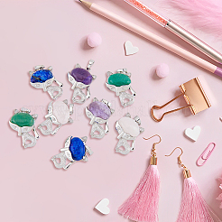 8Pcs 4 Style Natural Gemstone Pendants&nbsp;G-DC0001-18