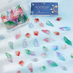 96Pcs 5 Style Two Tone Transparent Spray Painted Glass Pendants&nbsp;GLAA-SC0001-52