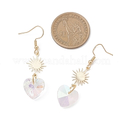 Flower & Heart & Teardrop & Rhombus Glass Dangle Earrings&nbsp;EJEW-JE06853