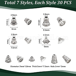 210Pcs 7 Styles Tibetan Style Alloy Bead Cap & Cone&nbsp;FIND-UN0015-64