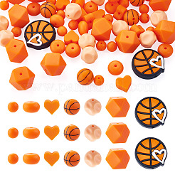 67Pcs 7 Styles Sports Ball Silicone Beads&nbsp;SIL-TA0003-47B