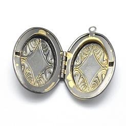 Brass Locket Pendants&nbsp;KK-F717-08AB-NR