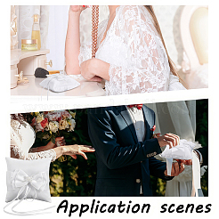 Square Polyester with Plastic Pearl Flower Wedding Finger Ring Display Pillow&nbsp;RDIS-WH0016-24A