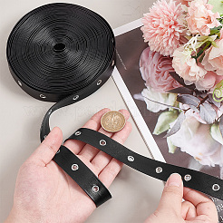 Imitation Leather Ribbon with Platinum Plated Brass Eyelets&nbsp;OCOR-WH0078-136