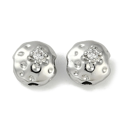 Brass Micro Pave Cubic Zirconia Beads&nbsp;KK-P283-22P-1