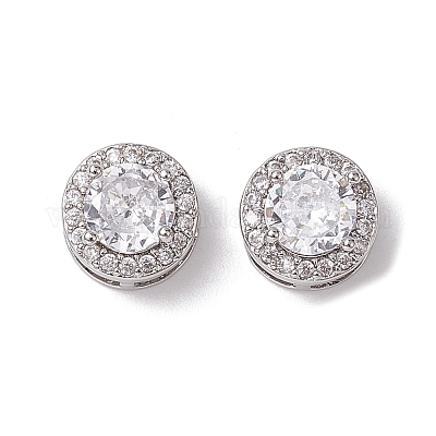 Brass Micro Pave Clear Cubic Zirconia Beads&nbsp;KK-K360-11P-1