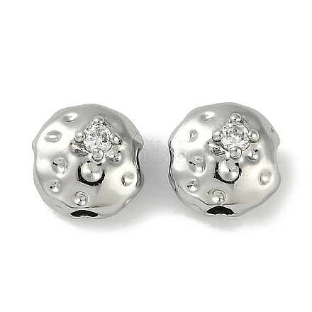 Brass Micro Pave Cubic Zirconia Beads KK-P283-22P-1