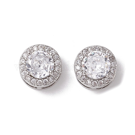 Brass Micro Pave Clear Cubic Zirconia Beads KK-K360-11P-1