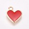 Alloy Enamel Charms, Heart, Light Gold, Red, 13x11.5x1.6mm, Hole: 1.6mm