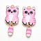 Alloy Enamel Pendants, Golden, Cat Charm, Pearl Pink, 39x15.5x2mm, Hole: 2mm
