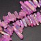 Electroplated Natural Quartz Crystal Beads Strands, Nuggets, Tusk Shape, AB Color, Dyed, 7~15x18~60mm, Hole: 1mm, about 46pcs/strand, 16 inch