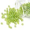 Transparent Rainbow Colours Round Glass Seed Beads, Green Yellow, 6/0, 4mm, Hole:1.5mm, about 495pcs/50g