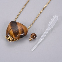 Natural Tiger Eye Openable Perfume Bottle Pendant Necklaces&nbsp;G-K295-A05-G
