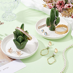 2Pcs 2 Styles Cactus Aloe Porcelain Jewelry Plates&nbsp;DJEW-PH0001-58