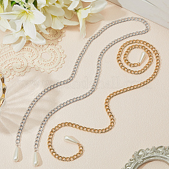 2Pcs 2 Colors Alloy Twisted Nose Chains Face Chains with Teardrop Plastic Imitation Pearl&nbsp;PURS-CY0001-01