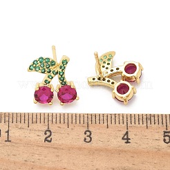 Brass Micro Pave Cubic Zirconia Stud Earrings&nbsp;EJEW-Q015-05G