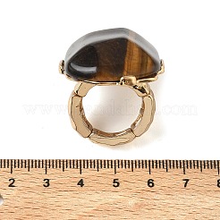 Natural Tiger Eye & Alloy Finger Rings for Women&nbsp;RJEW-G375-01G-03