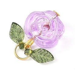7Pcs 7 Colors Transparent Normal Glass Pendants&nbsp;PALLOY-JF04620-02