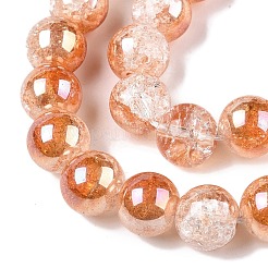 Electroplated Crackle Glass Beads Strands&nbsp;EGLA-N014-10mm-01