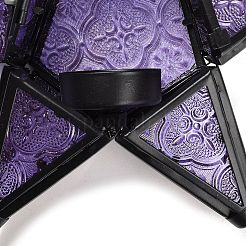 Pentagonal Star Embossed Glass Candle Holder&nbsp;AJEW-NH0001-03A