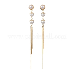 Shell Pearl Bead Tassel Stud Earrings&nbsp;EJEW-JE06653