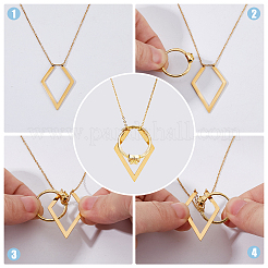 1Pc Stainless Steel Rhombus Pendant Ring Holder Necklaces&nbsp;NJEW-HS0001-11G