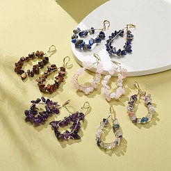 5 Pairs 5 Style Natural Mixed Gemstone Chips Teardrop Dangle Earrings&nbsp;EJEW-JE05074