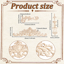 10Pcs 3 Styles Wooden Carving Flower Home Decorations&nbsp;AJEW-GA0010-52