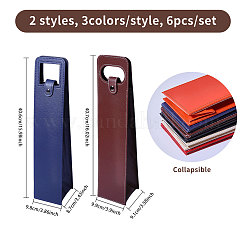 6Pcs 6 Styles Portable PU Leather Single Wine Bottle Tote Carrier Bags&nbsp;CON-CA0001-029