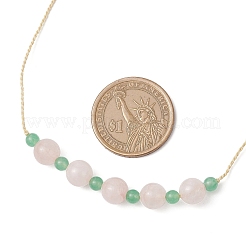 Adjustable Dyed Natural Malaysia Jade & Rose Quartz Round Beaded Braided Necklaces&nbsp;NJEW-JN05324