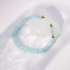 Natural Aquamarine Beads Stretch Bracelets for Men Women&nbsp;BD7394