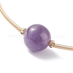 Natural Amethyst Round Beaded Bangle&nbsp;BJEW-JB07840-03
