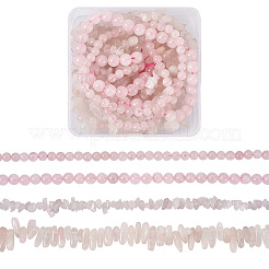 4 Strands 4 Style Natural Rose Quartz Stone Bead Strands&nbsp;G-KS0001-11