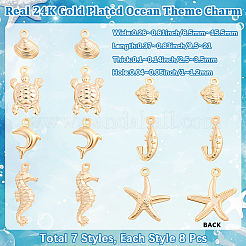56Pcs 7 Styles Brass Pendants&nbsp;KK-BBC0028-12