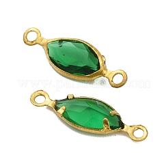 Brass Pave K9 Glass Connector Charms&nbsp;KK-Q059-01E-G
