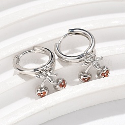 Brass Cubic Zirconia Hoop Earrings&nbsp;EJEW-Q015-01P-B