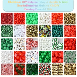 Christmas DIY Polymer Clay & Acrylic & Glass Beads: Bracelets Making Kits&nbsp;DIY-FS0007-99