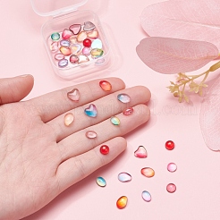 40Pcs 4 Style Transparent Glass Cabochons&nbsp;GGLA-YW0001-09